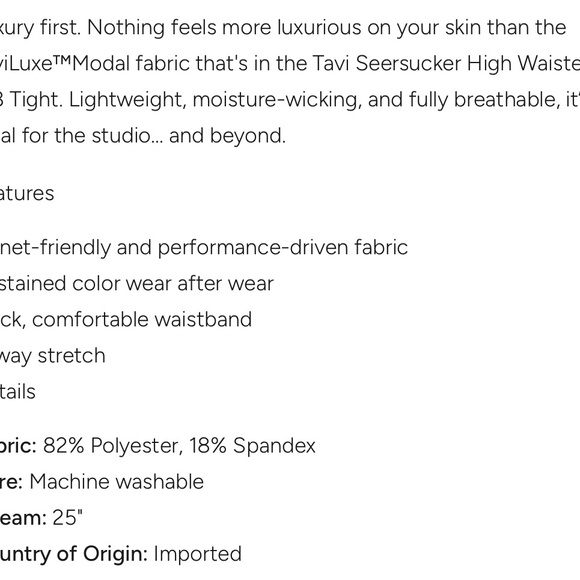 NWT  Tavi
Seersucker High Waisted 7/8 Tight large - Picture 5 of 6